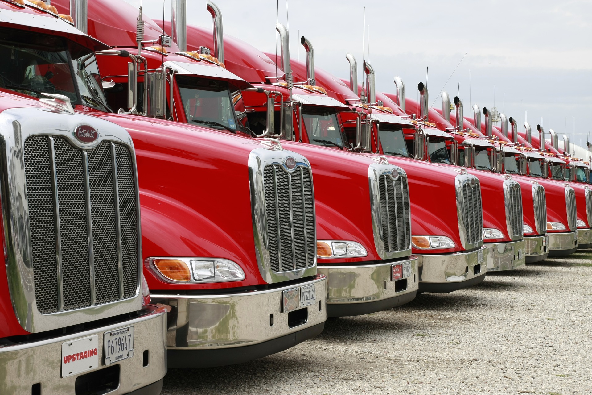 Fleet of red trucks